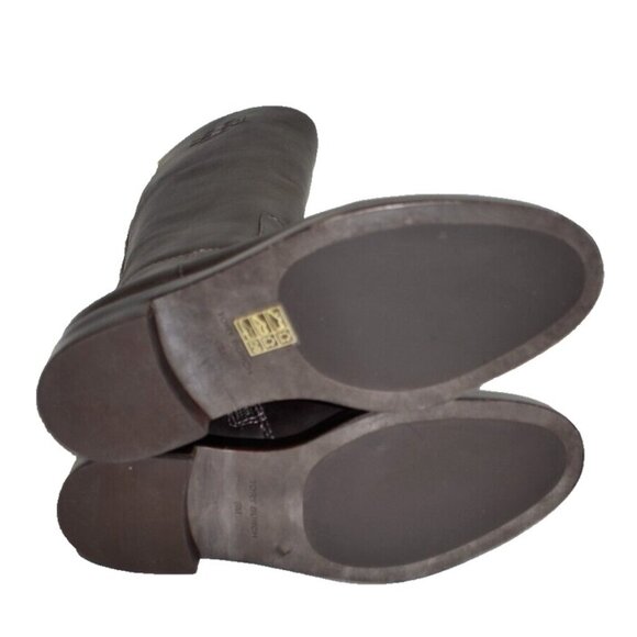 New! Tory Burch The Riding Boot Logo Embossed Coconut Brown Size 6M 141232 DD387 - Picture 8 of 8